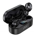 PTron Bassbuds Plus True Wireless Bluetooth 5.0 in Ear Earbuds, Deep Bass, IPX4 Water/Sweat Resistant, Passive Noise Canceling, Digital Display Case & with Mic (Black)